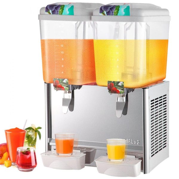 Beverage Equipment | 110V Commercial Beverage Dispenser,9.5 Gallon 36L 2 Tanks Juice Dispenser Commercial,18 Liter Per Tank 300W Stainless Steel Food Grade Material Ice Tea Drink Dispenser Equipped with Thermostat Controller Beverage Equipment Beverage Equipment