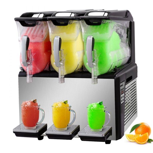 Beverage Equipment | 110V Slushy Machine 30L Triple Bowl Margarita Frozen Drink Maker 800W Automatic Clean Day and Night Modes for Supermarkets Cafes Restaurants Snack Bars Commercial Use Beverage Equipment Beverage Equipment