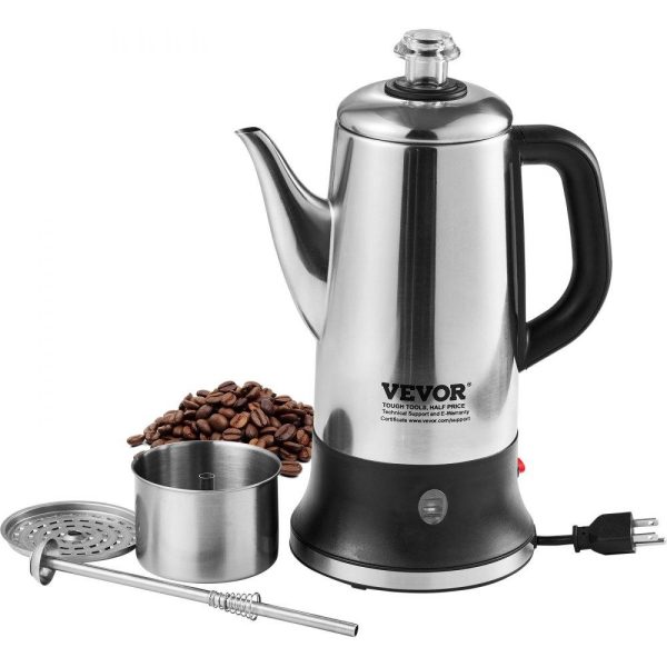 Beverage Equipment | 12-Cup Electric Percolator Coffee Pot, 304 Stainless Steel Coffee Percolator with Keep Warm Function & Heat-Resistant Handle, Classic Coffee Maker, Quick Brew & Easy-Pour Spout, Silver Beverage Equipment Beverage Equipment