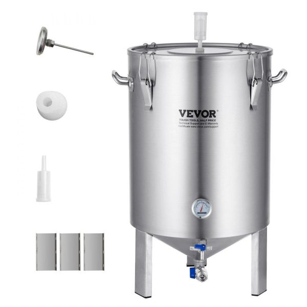 Beverage Equipment | 304 Stainless Steel Kettle, 16 GALLON Beer Brew Fermentor, Brew Bucket Fermentor for Brewing, Home Brewing Supplies with Base, Kettle Stock Pot Includes Lid, Handle, Valve, Spigot, Thermometer Beverage Equipment Beverage Equipment