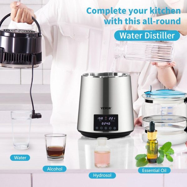 Beverage Equipment | 4L Water Distiller 1.5L/H Distilled Water Maker Timing Dual-Temp Silver Beverage Equipment Beverage Equipment