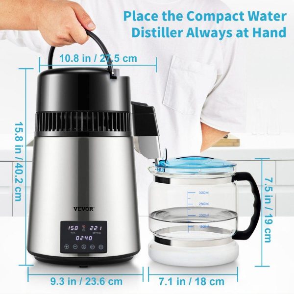 Beverage Equipment | 4L Water Distiller 1.5L/H Distilled Water Maker Timing Dual-Temp Silver Beverage Equipment Beverage Equipment