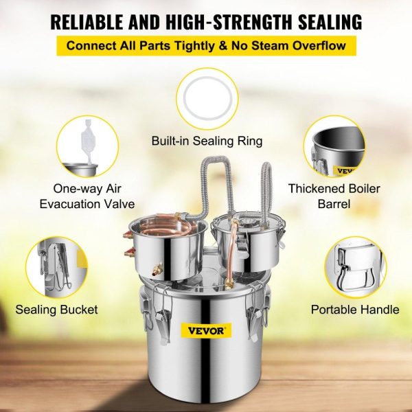 Beverage Equipment | 8Gal Home Use Moonshine Still Brewing Stainless Steel Water Wine Alcohol Double Keg Beverage Equipment Beverage Equipment