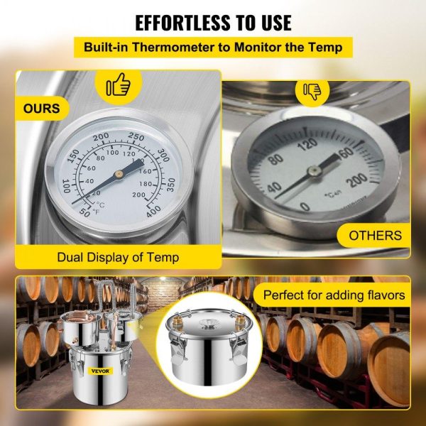 Beverage Equipment | Alcohol Still, 3 Gallon, Stainless Steel Alcohol Distiller with Copper Tube & Build-in Thermometer & Water Pump, Double Thumper Keg Home Brewing Kit, for DIY Whiskey Wine Brandy Beverage Equipment Beverage Equipment