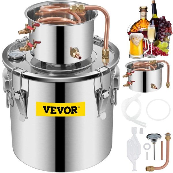 Beverage Equipment | Alcohol Still 5 Gal 21L Stainless Steel Water Alcohol Distiller Copper Tube Home Brewing Kit Build-in Thermometer for DIY Whisky Wine Brandy Beverage Equipment Beverage Equipment