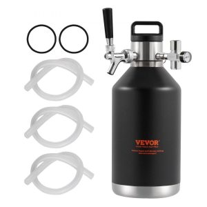 Beverage Equipment | Beer Growler Tap System, 128Oz 4L Mini Keg, 304 Stainless Steel Pressurized Beer Growler, Keg Growler with Pressure Display, CO2 Regulator Faucet, Leak-Proof Ring For Draft, Homebrew, Craft Beer Beverage Equipment Beverage Equipment