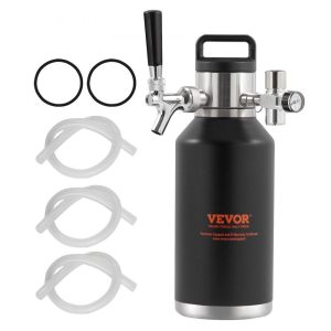 Beverage Equipment | Beer Growler Tap System, 64Oz 1.89L Mini Keg, 304 Stainless Steel Pressurized Beer Growler, Keg Growler with Pressure Display, CO2 Regulator Faucet, Leak-Proof Ring For Draft Homebrew Craft Beer Beverage Equipment Beverage Equipment