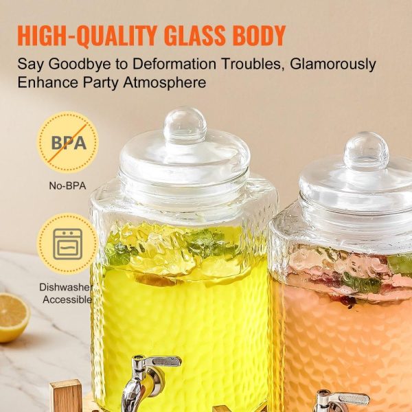 Beverage Equipment | Beverage Dispenser, 1.5 Gallon Drink Dispensers for Parties,2PC,Glass Juice Dispenser with Stand, Stainless Steel Spigot, Iced Tea Lemonade Juice Water Dispenser, for Restaurants, Hotels, Partie Beverage Equipment Beverage Equipment