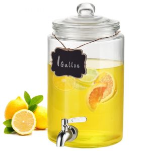 Beverage Equipment | Beverage Dispenser, 1 Gallon Drink Dispensers for Parties, Glass Juice Dispenser with Stainless Steel Spigot, Iced Tea Lemonade Juice Water Dispenser, for Restaurants, Hotels, Parties Beverage Equipment Beverage Equipment