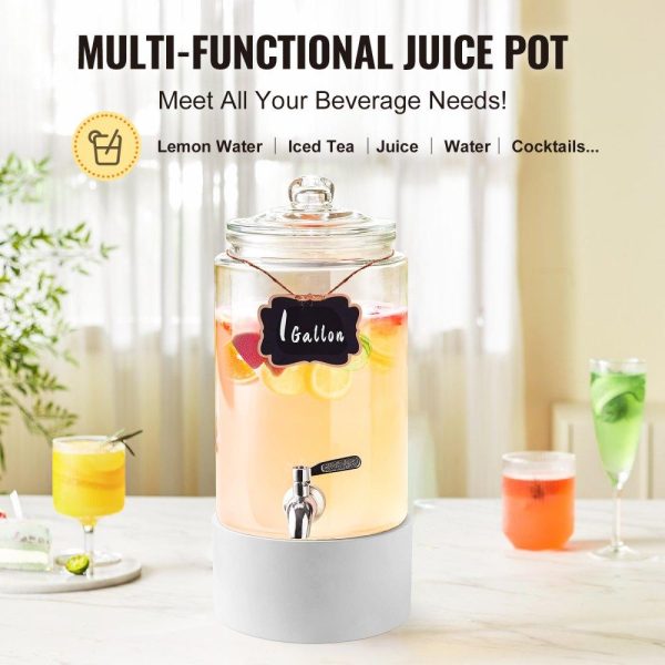 Beverage Equipment | Beverage Dispenser, 1 Gallon Drink Dispensers for Parties, Glass Juice Dispenser with Stainless Steel Spigot, Iced Tea Lemonade Juice Water Dispenser, for Restaurants, Hotels, Parties Beverage Equipment Beverage Equipment