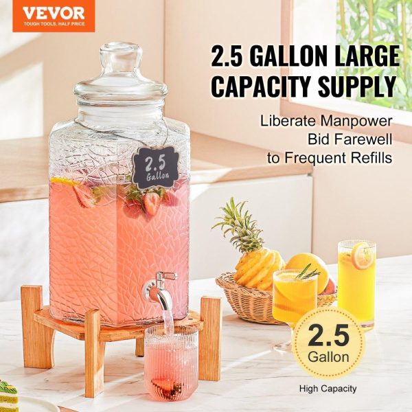 Beverage Equipment | Beverage Dispenser, 2.5 Gallon Drink Dispensers for Parties, Glass Juice Dispenser with Stand, Stainless Steel Spigot, Iced Tea Lemonade Juice Water Dispenser, for Restaurants, Hotels, Parties Beverage Equipment Beverage Equipment