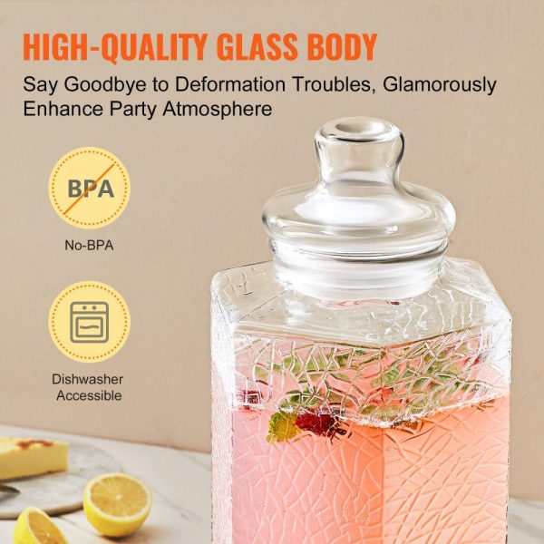 Beverage Equipment | Beverage Dispenser, 2.5 Gallon Drink Dispensers for Parties, Glass Juice Dispenser with Stand, Stainless Steel Spigot, Iced Tea Lemonade Juice Water Dispenser, for Restaurants, Hotels, Parties Beverage Equipment Beverage Equipment