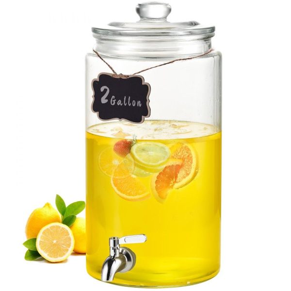 Beverage Equipment | Beverage Dispenser, 2 Gallon Drink Dispensers for Parties, Glass Juice Dispenser with Stainless Steel Spigot, Iced Tea Lemonade Juice Water Dispenser, for Restaurants, Hotels, Parties Beverage Equipment Beverage Equipment