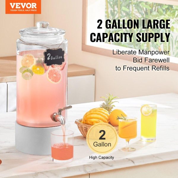 Beverage Equipment | Beverage Dispenser, 2 Gallon Drink Dispensers for Parties, Glass Juice Dispenser with Stainless Steel Spigot, Iced Tea Lemonade Juice Water Dispenser, for Restaurants, Hotels, Parties Beverage Equipment Beverage Equipment