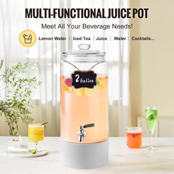 Beverage Equipment | Beverage Dispenser, 2 Gallon Drink Dispensers for Parties, Glass Juice Dispenser with Stainless Steel Spigot, Iced Tea Lemonade Juice Water Dispenser, for Restaurants, Hotels, Parties Beverage Equipment Beverage Equipment