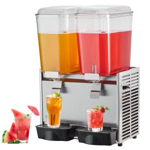 Beverage Equipment | Commercial Beverage Dispenser, 20.4 Qt 18L 2 Tanks Ice Tea Drink Machine, 590W 304 Stainless Steel Juice Dispenser with 41℉-53.6℉ Thermostat Controller, for Cold Drink Restaurant Hotel Party Beverage Equipment Beverage Equipment