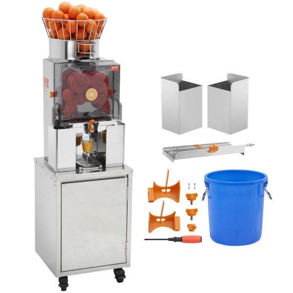 Beverage Equipment | Commercial Orange Juicer, 120W Automatic Feeding Juice Extractor with Water Tap, Stainless Steel Juicer Machine 25 Oranges/Minute, with Pull-Out Filter Box, PC Cover, 3 Peel Collecting Buckets Beverage Equipment Beverage Equipment