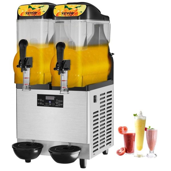 Beverage Equipment | Commercial Slushy Machine, 24L/6.4Gal Two Bowls, 100 Cup Margarita Smoothie Frozen Drink Maker, 640W Stainless Steel Margarita Machine, Slushie Machine for Party Cafe Restaurants Bars Home Beverage Equipment Beverage Equipment