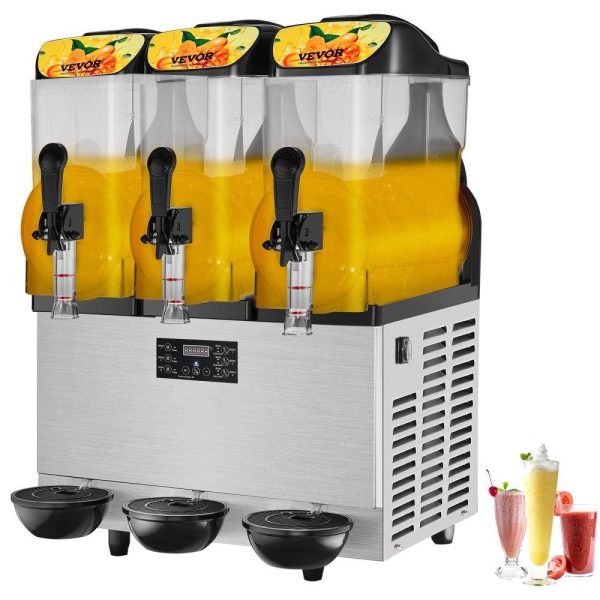 Beverage Equipment | Commercial Slushy Machine, 36L/9.6Gal Stainless Steel Margarita Smoothie Frozen Drink Maker, 150 Cup Triple Bowl Slushie Maker, 860W Slushie Machine for Home Party Restaurants Cafe Bars Use Beverage Equipment Beverage Equipment