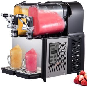 Beverage Equipment | Commercial Slushy Machine, 3LX2 Tank Slush Drink Maker, 340W Frozen Drink Machine with Temperature Preservation, Stainless Steel Home Slush Frozen Drink Machine with Automatic Clean, Black Black Beverage Equipment Beverage Equipment