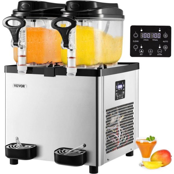 Beverage Equipment | Commercial Slushy Machine, 6 L x 2 Tanks 50 Cups, 700W 110V, Stainless Steel Margarita Smoothie Frozen Drink Maker, Perfect for Supermarkets Cafes Restaurants Bars and Home Use, Silver Beverage Equipment Beverage Equipment