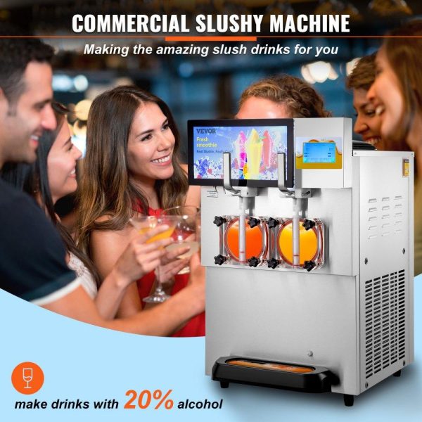 Beverage Equipment | Commercial Slushy Machine, 8L / 2.1 Gal Double Bowl Margarita Machine, 1155W Stainless Steel Margarita Smoothie Frozen Drink Maker, Slushie Machine for Party Cafes Restaurants Bars Home Beverage Equipment Beverage Equipment