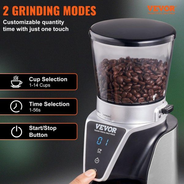 Beverage Equipment | Conical Burr Grinder, Electric Adjustable Burr Mill with 51 Precise Grind Setting, 9.7-Ounce 13 Cups Coffee Bean Grinder, Perfect for Drip, Mocha, Hand Brew, French Press, Espresso, Silver Beverage Equipment Beverage Equipment