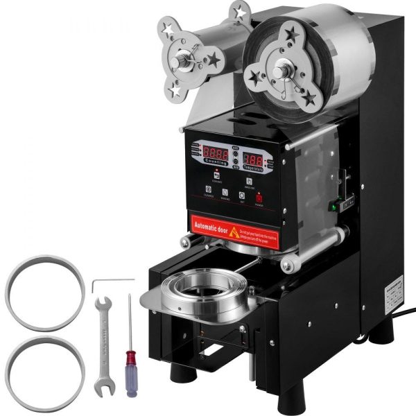 Beverage Equipment | Cup Sealing Machine 95mm Bubble Tea Machine Automatic 500-650 cups/h Cup Sealer Black With Digital Control for Sealing PP PET Paper Cups Black Beverage Equipment Beverage Equipment