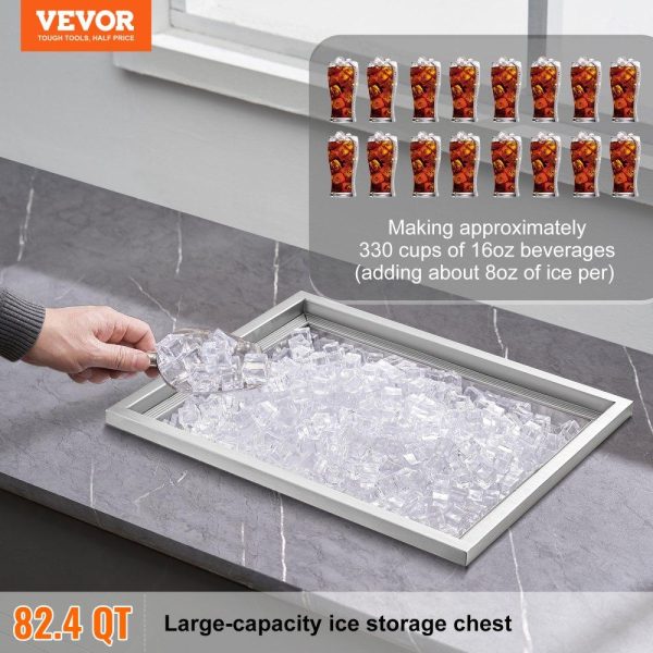 Beverage Equipment | Drop in Ice Chest, 21″L x 17″W x 18″H Stainless Steel Ice Cooler, Commercial Ice Bin with Cover, 40 qt Outdoor Kitchen Ice Bar, Drain-pipe and Drain Plug Included, for Cold Wine Beer Beverage Equipment Beverage Equipment