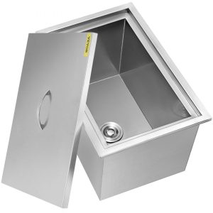 Beverage Equipment | Drop in Ice Chest 23”L x 17”W x 12”H with Cover 304 Stainless Steel Drop in Cooler Included Drain-Pipe and Drain Plug Drop in Ice Bin for Cold Wine Beer Beverage Equipment Beverage Equipment