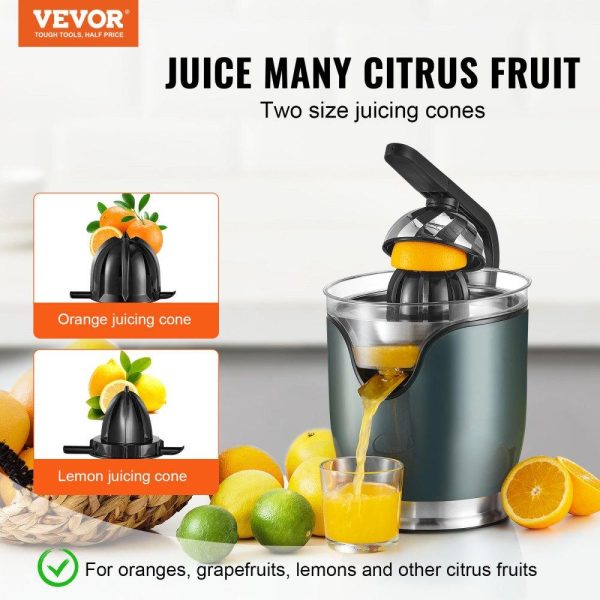 Beverage Equipment | Electric Citrus Juicer, Orange Juice Squeezer with Two Size Juicing Cones, 150W Stainless Steel Orange Juice Maker with Soft Grip Handle, For Oranges, Grapefruits, Lemons and Other Citrus Fruits Beverage Equipment Beverage Equipment