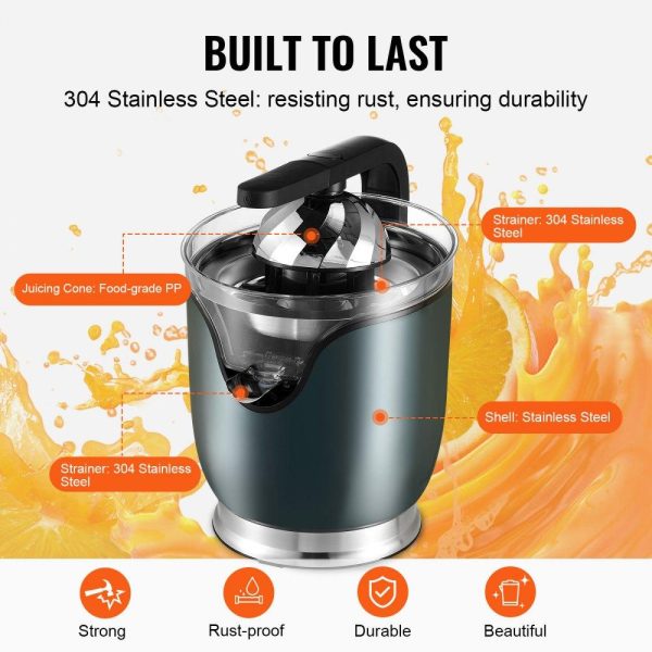 Beverage Equipment | Electric Citrus Juicer, Orange Juice Squeezer with Two Size Juicing Cones, 150W Stainless Steel Orange Juice Maker with Soft Grip Handle, For Oranges, Grapefruits, Lemons and Other Citrus Fruits Beverage Equipment Beverage Equipment