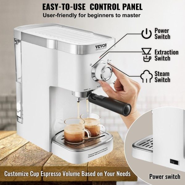 Beverage Equipment | Espresso Coffee Machine, 15Bar Semi-Automatic Espresso Maker with Milk Frother Steam Wand, Professional Cappuccino Latte Machine with High-Power Boiler & Removable Water Tank, NTC Control System Beverage Equipment Beverage Equipment