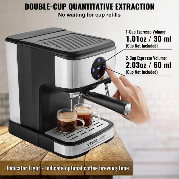 Beverage Equipment | Espresso Machine, 15 Bar Coffee and Espresso Maker with Milk Frother Steam Wand, Professional Semi-Automatic Cappuccino Latte Machine with Touch Screen & Removable Water Tank, NTC Control System Beverage Equipment Beverage Equipment