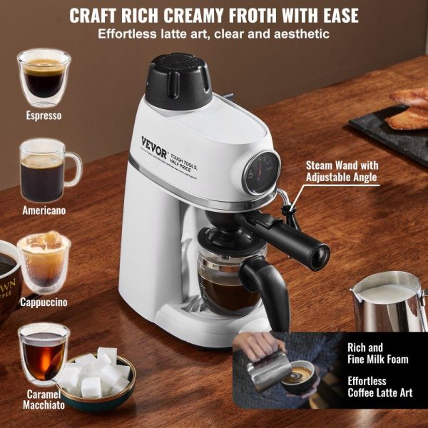 Beverage Equipment | Espresso Machine, 3.5 Bar Espresso Maker with Milk Frother Steam Wand, 4-Cup Professional Coffee/Espresso Machine with Temp Gauge & Removable Water Tank for Latte Cappuccino, NTC Control System Beverage Equipment Beverage Equipment