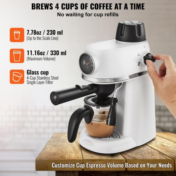 Beverage Equipment | Espresso Machine, 3.5 Bar Espresso Maker with Milk Frother Steam Wand, 4-Cup Professional Coffee/Espresso Machine with Temp Gauge & Removable Water Tank for Latte Cappuccino, NTC Control System Beverage Equipment Beverage Equipment