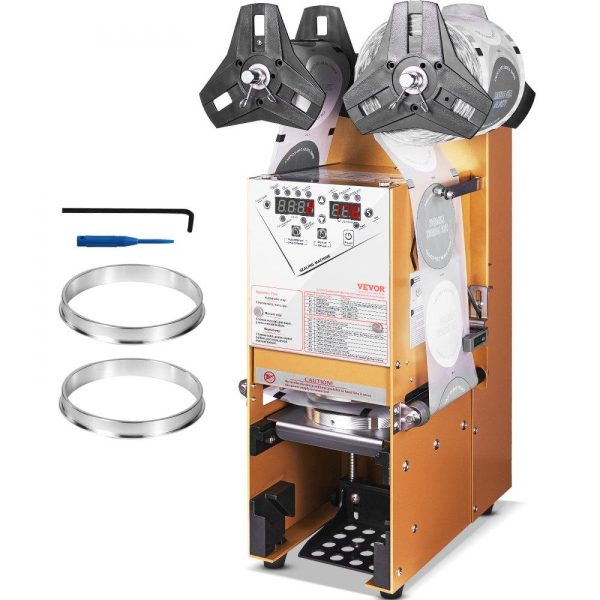 Beverage Equipment | Fully Automatic Cup Sealing Machine, 500-650 Cups/H, Cup Sealer Machine for 180 mm Tall & 90/95 mm Cup, Electric Boba Tea Sealer with Digital Control LCD Panel for Bubble Milk Tea Coffee, Gold Beverage Equipment Beverage Equipment