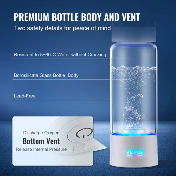 Beverage Equipment | Hydrogen Water Bottle Generator, 380 ml / 13.4 oz Capacity Portable Hydrogen Water Maker, SPE Technology Hydrogen Rich Water Ionizer Machine with Nasal Inhalation Tube and Self-Cleaning Beverage Equipment Beverage Equipment