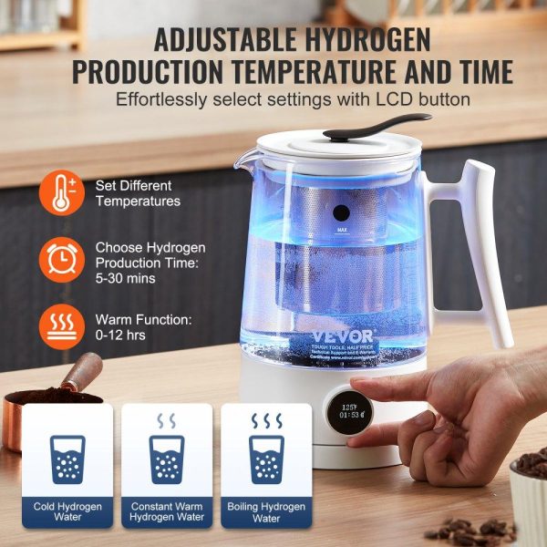 Beverage Equipment | Hydrogen Water Pitcher Generator, 1.5 L / 52.8 oz Large Capacity Hydrogen Generator Water Kettle, SPE and PEM Technology, Hydrogen Rich Water Ionizer Machine for Brewing Coffee or Tea Beverage Equipment Beverage Equipment