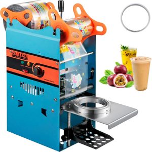 Beverage Equipment | Manual Tea Cup Sealer Machine, 300-500 Cup/h Manual Boba Tea Sealer Machine, Blue Boba Tea Sealing Machine, 90/95mm Cup Diameter Cup Sealing Machine with Heating Technology for Bubble Milk Tea Blue Beverage Equipment Beverage Equipment