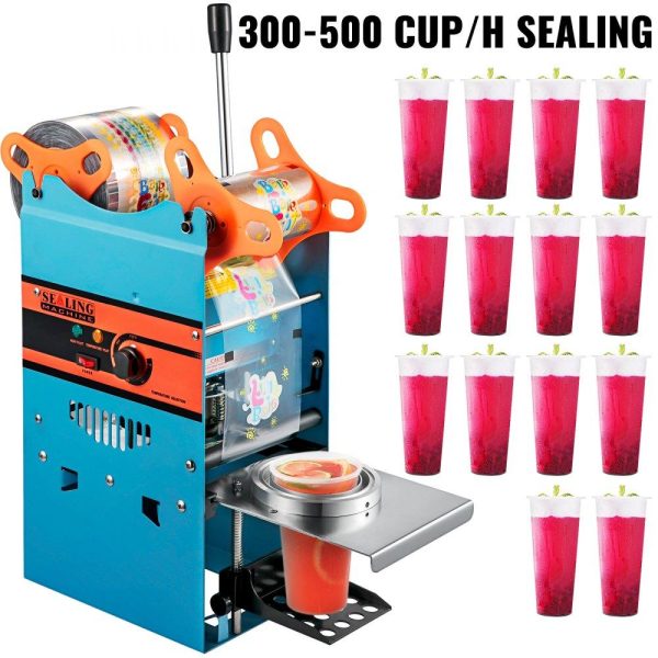 Beverage Equipment | Manual Tea Cup Sealer Machine, 300-500 Cup/h Manual Boba Tea Sealer Machine, Blue Boba Tea Sealing Machine, 90/95mm Cup Diameter Cup Sealing Machine with Heating Technology for Bubble Milk Tea Blue Beverage Equipment Beverage Equipment