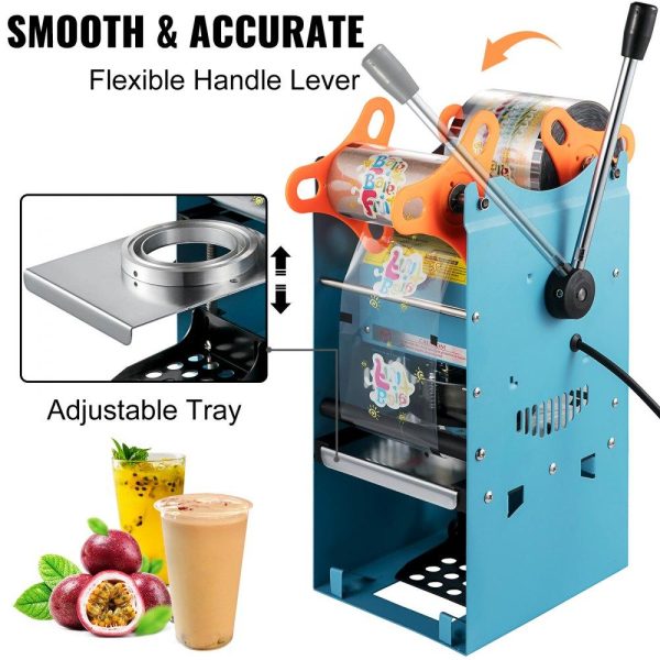 Beverage Equipment | Manual Tea Cup Sealer Machine, 300-500 Cup/h Manual Boba Tea Sealer Machine, Blue Boba Tea Sealing Machine, 90/95mm Cup Diameter Cup Sealing Machine with Heating Technology for Bubble Milk Tea Blue Beverage Equipment Beverage Equipment