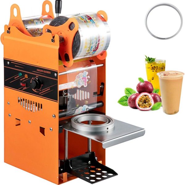 Beverage Equipment | Manual Tea Cup Sealer Machine, 300-500 Cup/h Manual Boba Tea Sealer Machine, Orange, 90/95mm Cup Diameter Cup Sealing Machine with Heating Technology for Bubble Milk Tea Orange Beverage Equipment Beverage Equipment