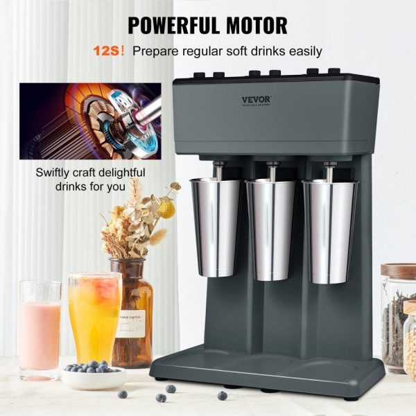 Beverage Equipment | Milkshake Maker, 375W x 3 Electric Milkshake Machine, Triple Heads Drink Mixer Blender Machine, 3-Speed Milkshake Mixer with 3 x 820 ml Stainless Steel Cups, for Commercial and Home Beverage Equipment Beverage Equipment