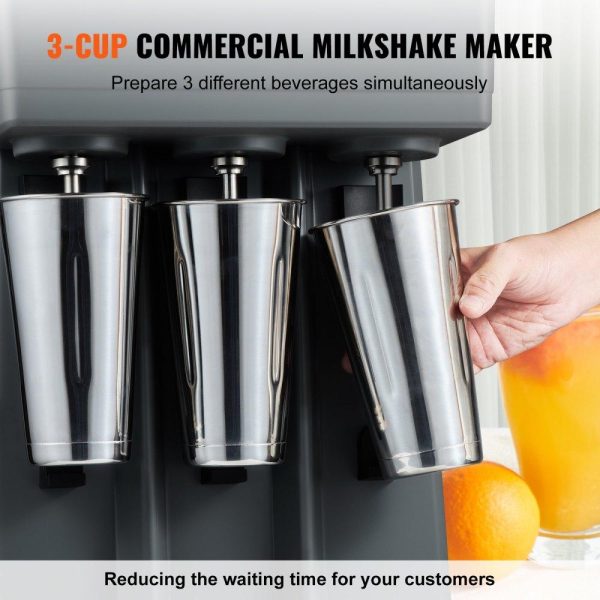 Beverage Equipment | Milkshake Maker, 375W x 3 Electric Milkshake Machine, Triple Heads Drink Mixer Blender Machine, 3-Speed Milkshake Mixer with 3 x 820 ml Stainless Steel Cups, for Commercial and Home Beverage Equipment Beverage Equipment