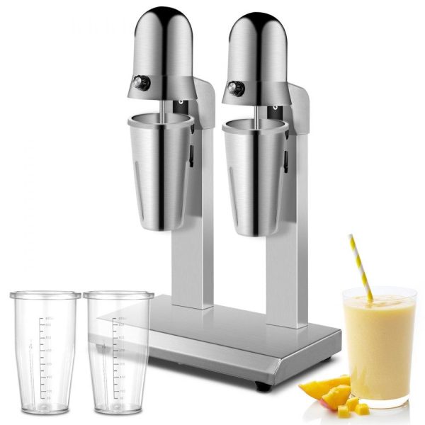 Beverage Equipment | Milkshake Maker, Double-Head Milkshake Machine, 560W Milkshake Mixer, Malt Maker with 800ml Cups (Stainless Steel/PC), 2-Speed Electric Milk Shake Machine, 36000RPM Drink Mixer, Stainless Steel Beverage Equipment Beverage Equipment