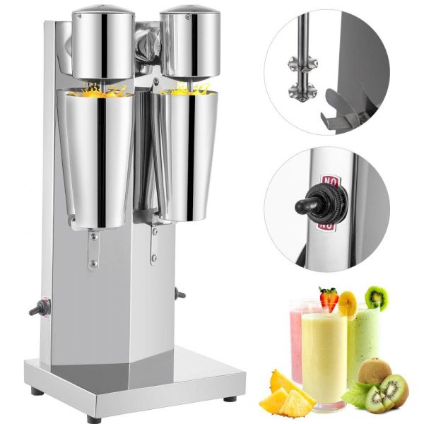 Beverage Equipment | Milkshake Maker Kit, Stainless Steel Electric Milkshake Maker, 180W Milkshake Machine, Double Head Classic Milkshake Maker with 800ml Cup, Silver Milkshake Maker Machine, 2 Speed Adjustable Beverage Equipment Beverage Equipment