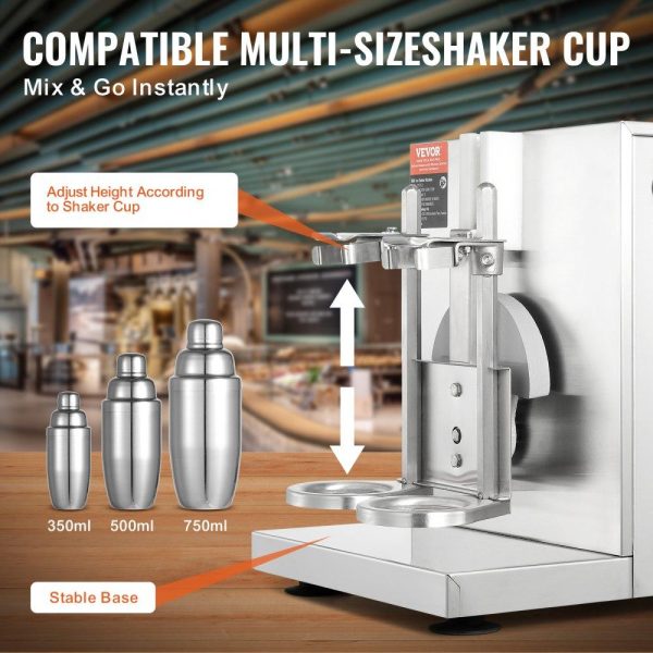 Beverage Equipment | Milkshake Maker Machine, 120W Commercial Milk Tea Shaker Machine, Double Head Milk Shake Mixer Machine, 0-180s Adjustable Milkshake Blender, with 750 ml Stainless Steel Cup, for Milk Tea Store Beverage Equipment Beverage Equipment