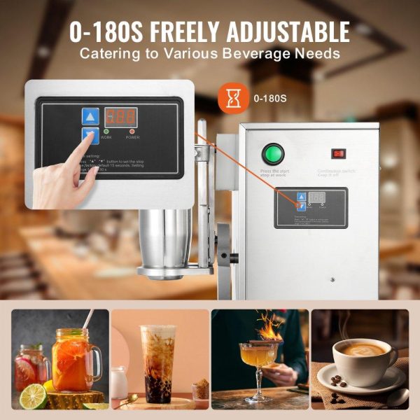 Beverage Equipment | Milkshake Maker Machine, 120W Commercial Milk Tea Shaker Machine, Double Head Milk Shake Mixer Machine, 0-180s Adjustable Milkshake Blender, with 750 ml Stainless Steel Cup, for Milk Tea Store Beverage Equipment Beverage Equipment