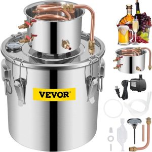 Beverage Equipment | Moonshine Still 9.6Gal 38L, Distillery Kit with Circulating Pump, Alcohol Still Copper Tube, Whiskey Distilling Kit w/Build-In Thermometer, Whiskey Making Kit for DIY Alcohol, Stainless Steel Beverage Equipment Beverage Equipment